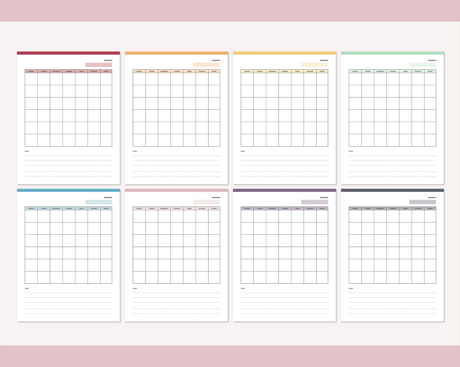 Blank Calendar Printable Print at Home Blank Calendar - Etsy