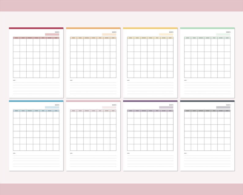 Blank Calendar Printable Print at Home Blank Calendar - Etsy