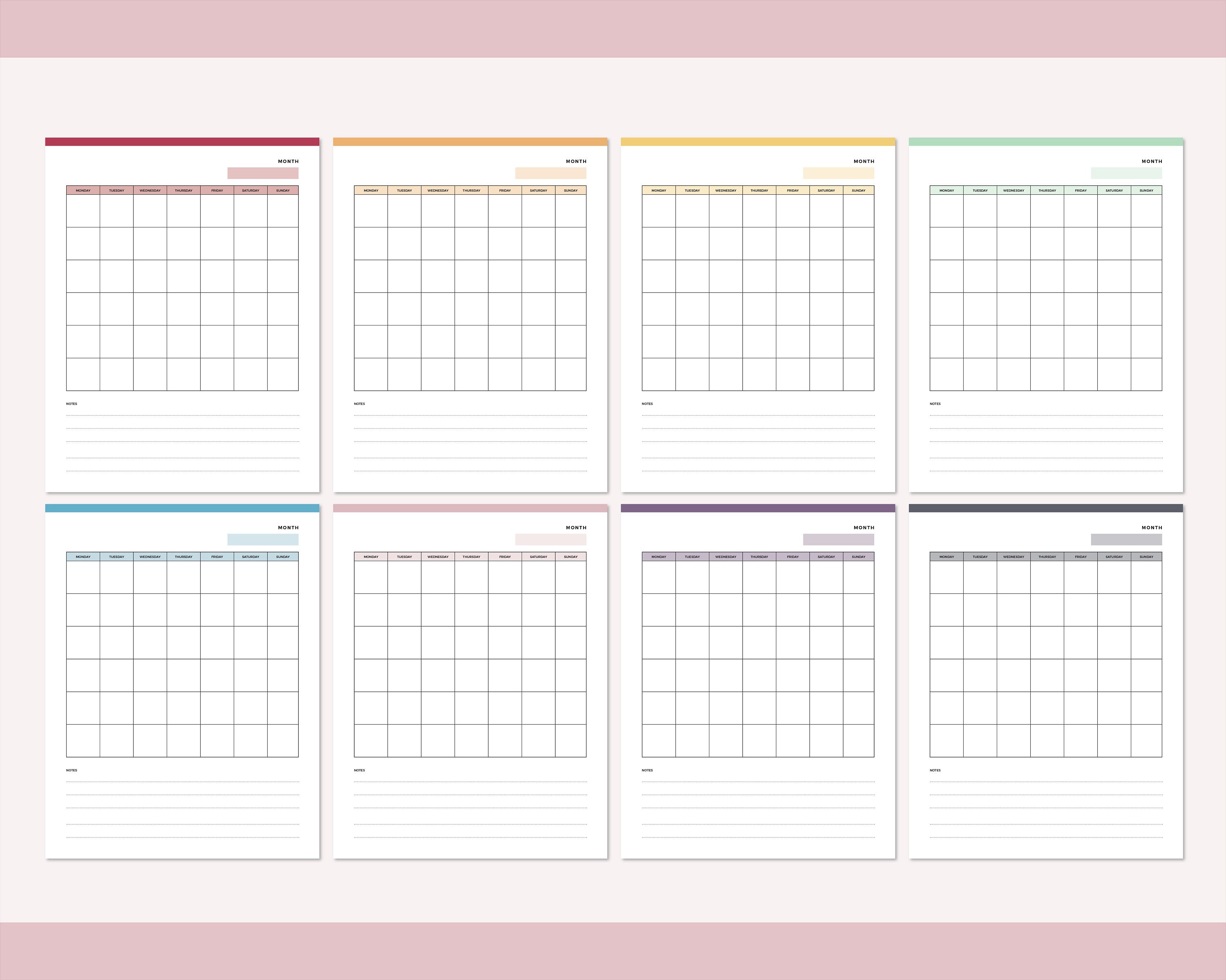 Blank Calendar Printable Print at Home Blank Calendar - Etsy Australia