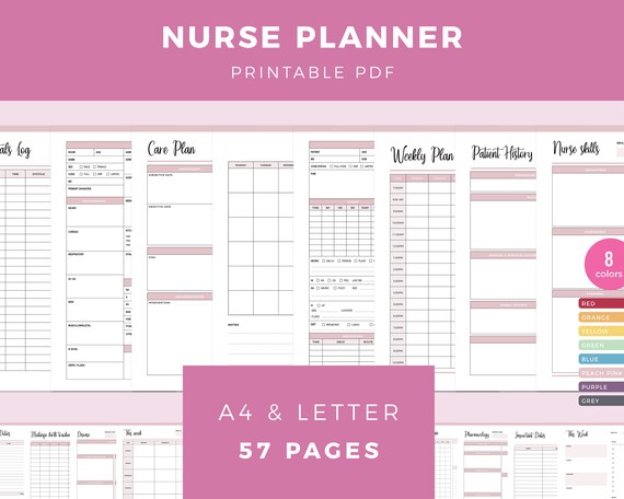 Printable Nurse Planner, Daily Planner for Nurses, Nurse Life Planner, Nursing Planner, Planner Templates for Nurse, Life Admin Planner
