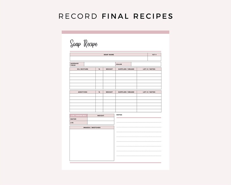 Printable Blank Soap Recipe Sheet Soap Making Recipe Cards - Etsy