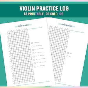 A5 Violin Practice Tracker, Printable Violin Training Journal, Simple Violin Study Chart, Daily Violin Practice Log PDF, Daily Tracker