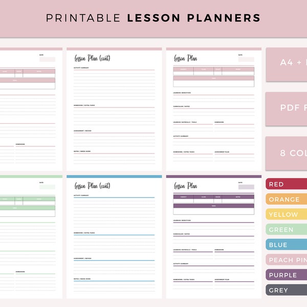 Printable Homeschool Lesson Planner, Home School Lesson Plan Outline, Homeschooling Lesson Organizer, Class Planner for Homeshcooling