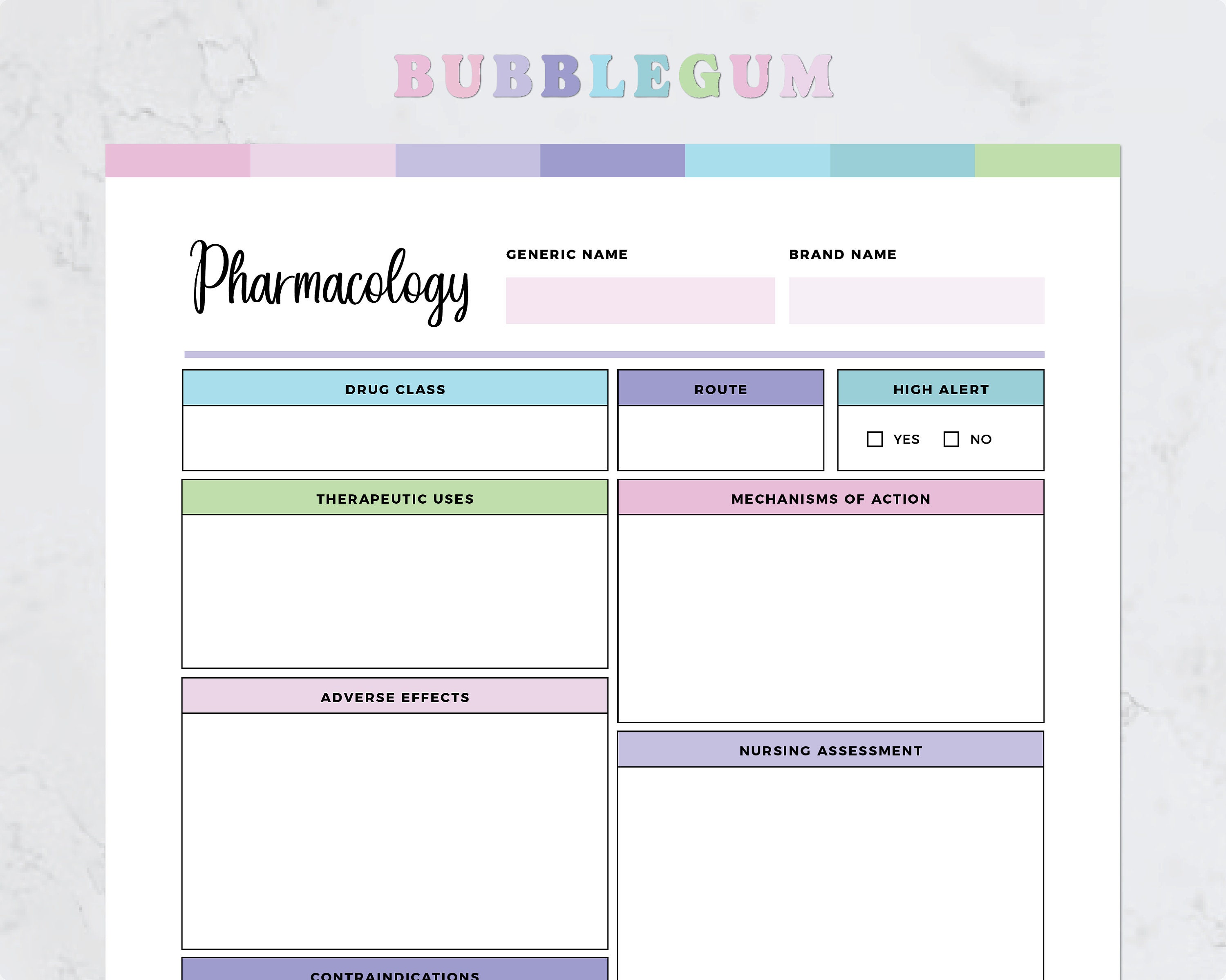 Printable Pharmacology Template for Nursing Student Student - Etsy México