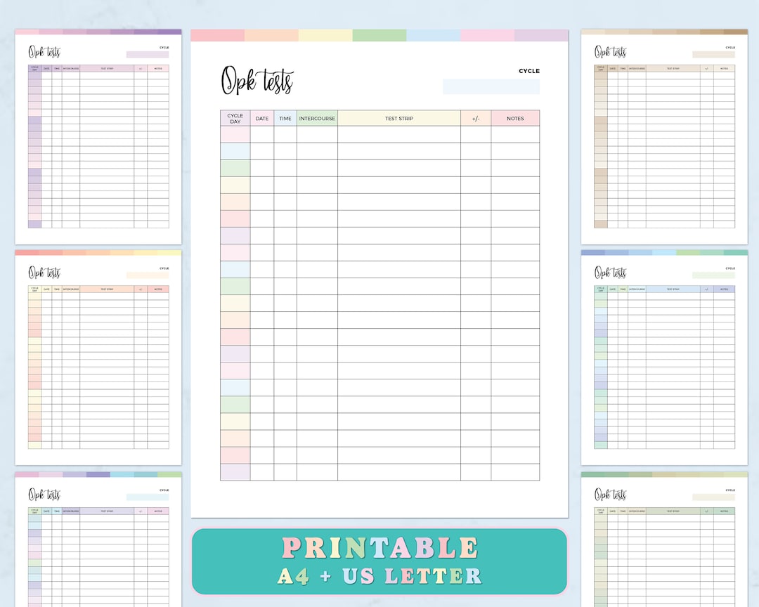 Ovulation Tracker Printable TTC Journal OPK Test Etsy
