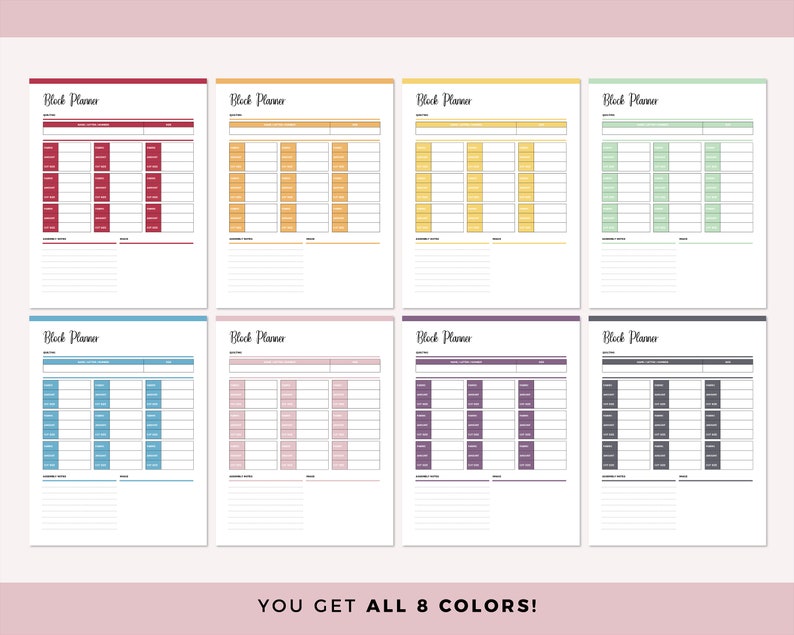 Printable Quilting Block Planner Quilting Planner Quilt Etsy