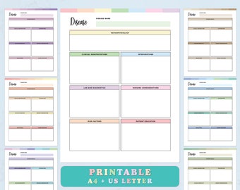 Printable Nursing Student Disease Process Template, Nursing School Templates, Student Nurse Disease Process Study Sheet