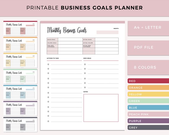 Printable Monthly Business Goals Planner Direct Sales Goals - Etsy Canada
