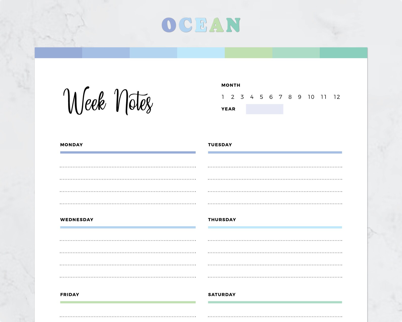 Printable Weekly Notes PDF, Week Notes Planner Insert, Notes Checklist ...