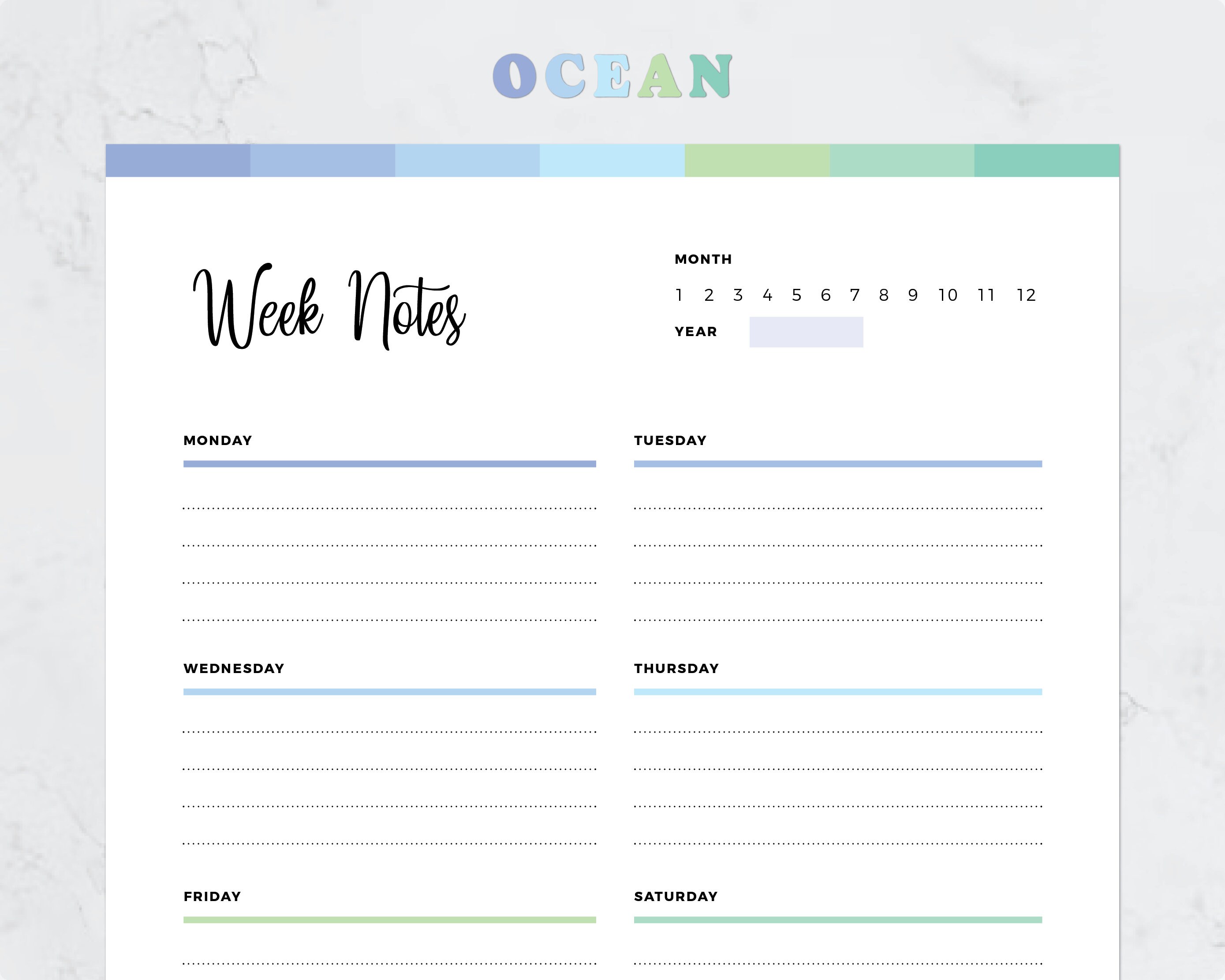 Weekly Notes Template Printable Weekly Notes PDF, Week Notes Planner Insert, Notes Checklist ...