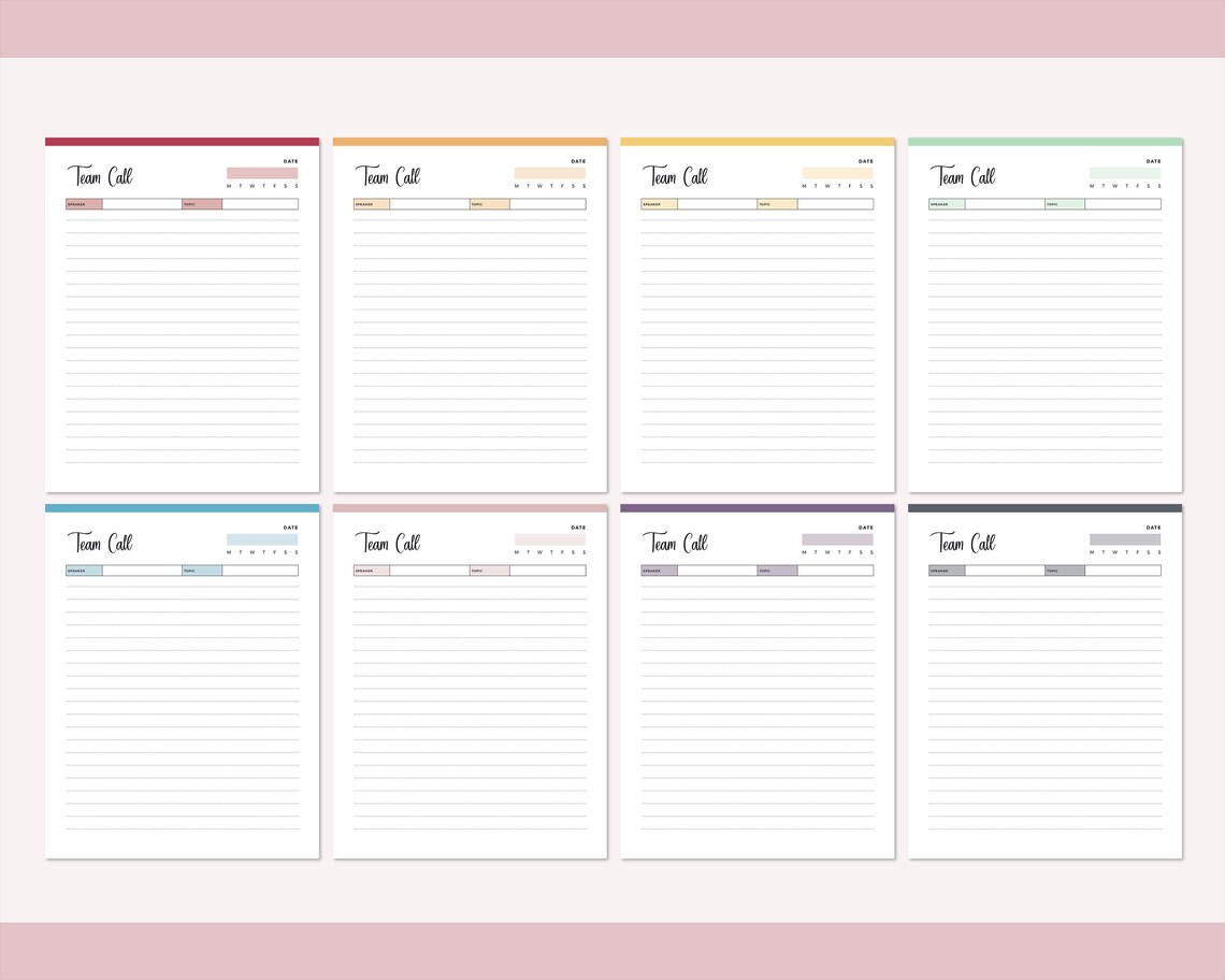 Printable Business Team Call, Business Meeting Notes, Business Zoom ...