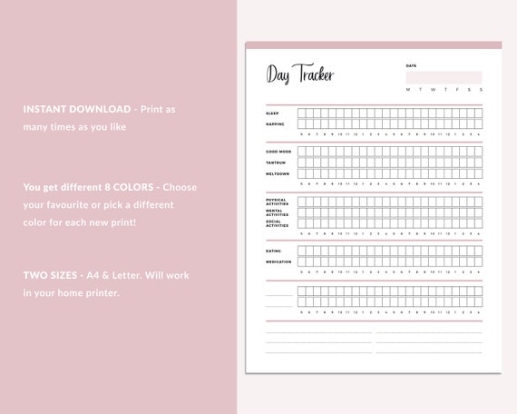Autistic Child Care Log Printable Day Tracker Behavioural Log