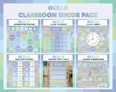Classroom Decor Bundle | Ocean Classroom Theme | Calm Nature Classroom Decorations | Teacher Resources | Bulletin Board | Blue and Green