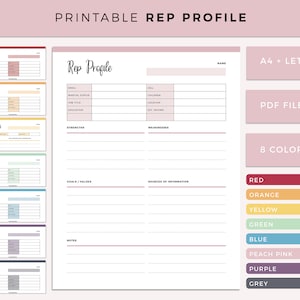 MLM Rep Profile, MLM business planner printable, Direct Marketing Recruit team member sheet, downline training and sponsor tracking