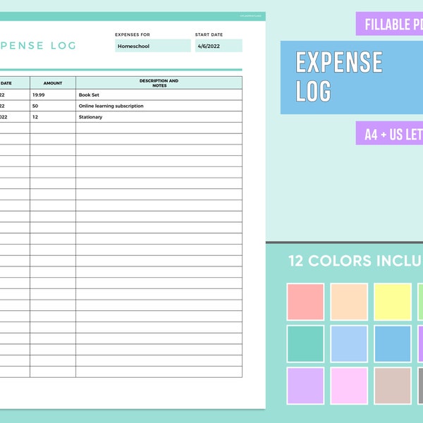 Editable Expense Log Printable, Fillable Expense Tracker, Spending Tracker, Business Expense Tracker, Budget Tracker, Expense Sheet