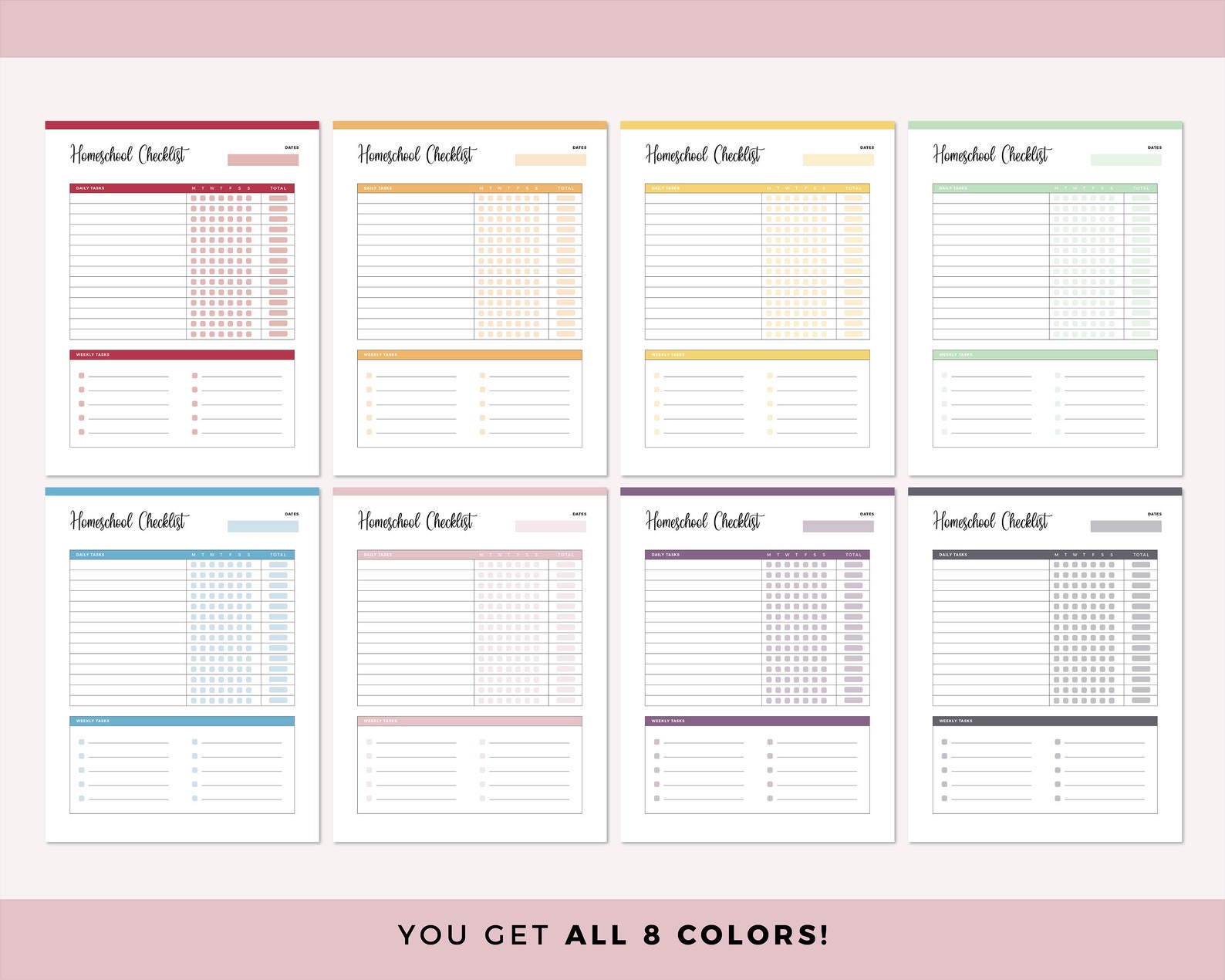 Homeschool Checklist Printable Daily Checklist for Homeschool - Etsy