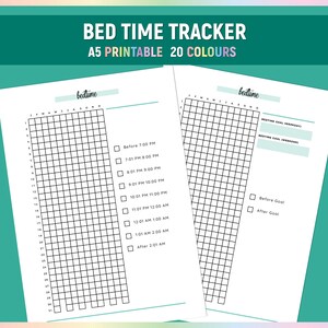 May include: Printable bedtime tracker with a grid for tracking bedtime goals. The tracker includes a checklist for bedtime goals, including before 7:00 PM, 7:01 PM to 8:00 PM, 8:01 PM to 9:00 PM, 9:01 PM to 10:00 PM, 10:01 PM to 11:00 PM, 11:01 PM to 12:00 AM, 12:01 AM to 1:00 AM, 1:01 AM to 2:00 AM, and after 2:01 AM. The tracker also includes a section for bedtime goal weekdays and weekends.