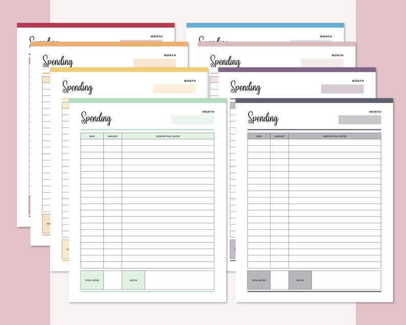 Printable Spending Tracker, Expense tracker, spending sheet, purchase log, Personal Finance Planner, Daily Spending sheet, business expense image 4