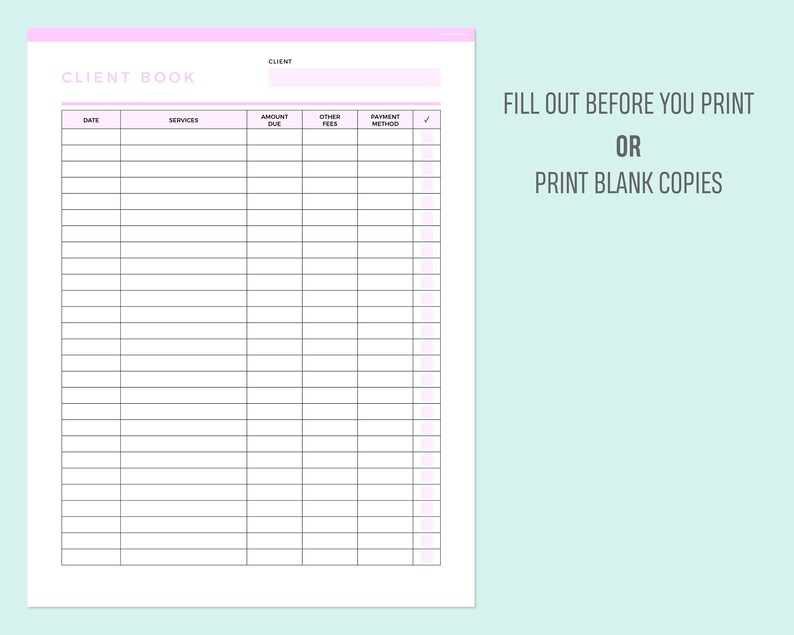 Editable Client Tracker Client Book Client Log Client - Etsy