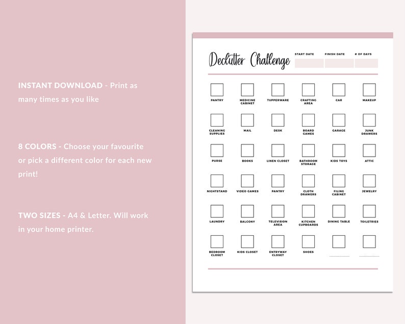 Printable Declutter Checklist, Declutter Planner, Decluttering guide, Cleaning Checklist, Cleaning Log, Declutter Tracker, 30 day challenge bild 2