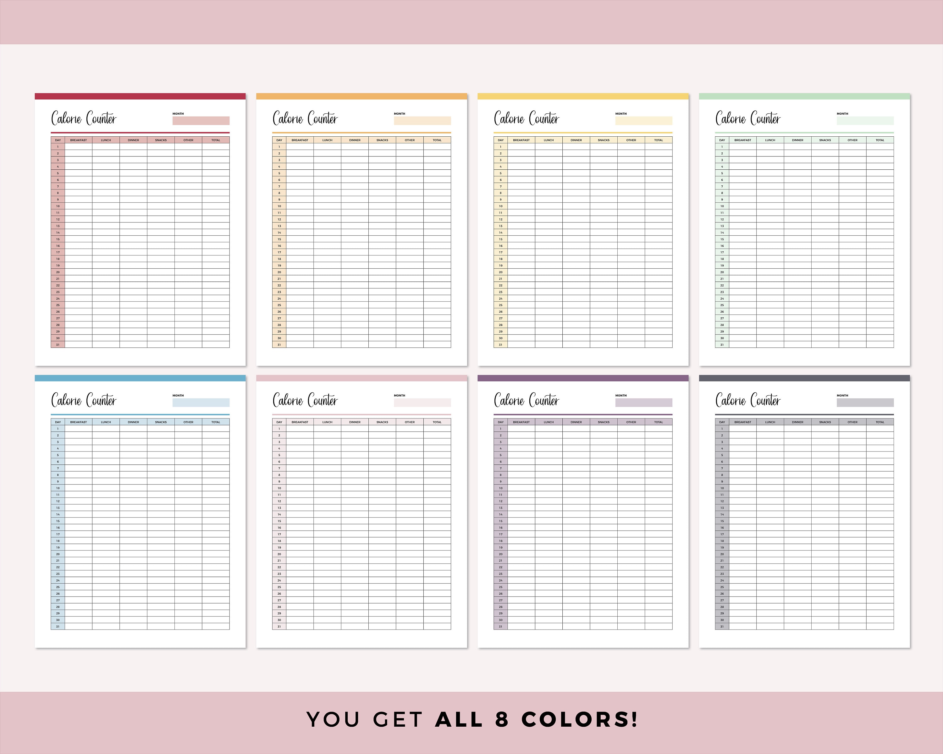 Calorie counter Archives • The Printables