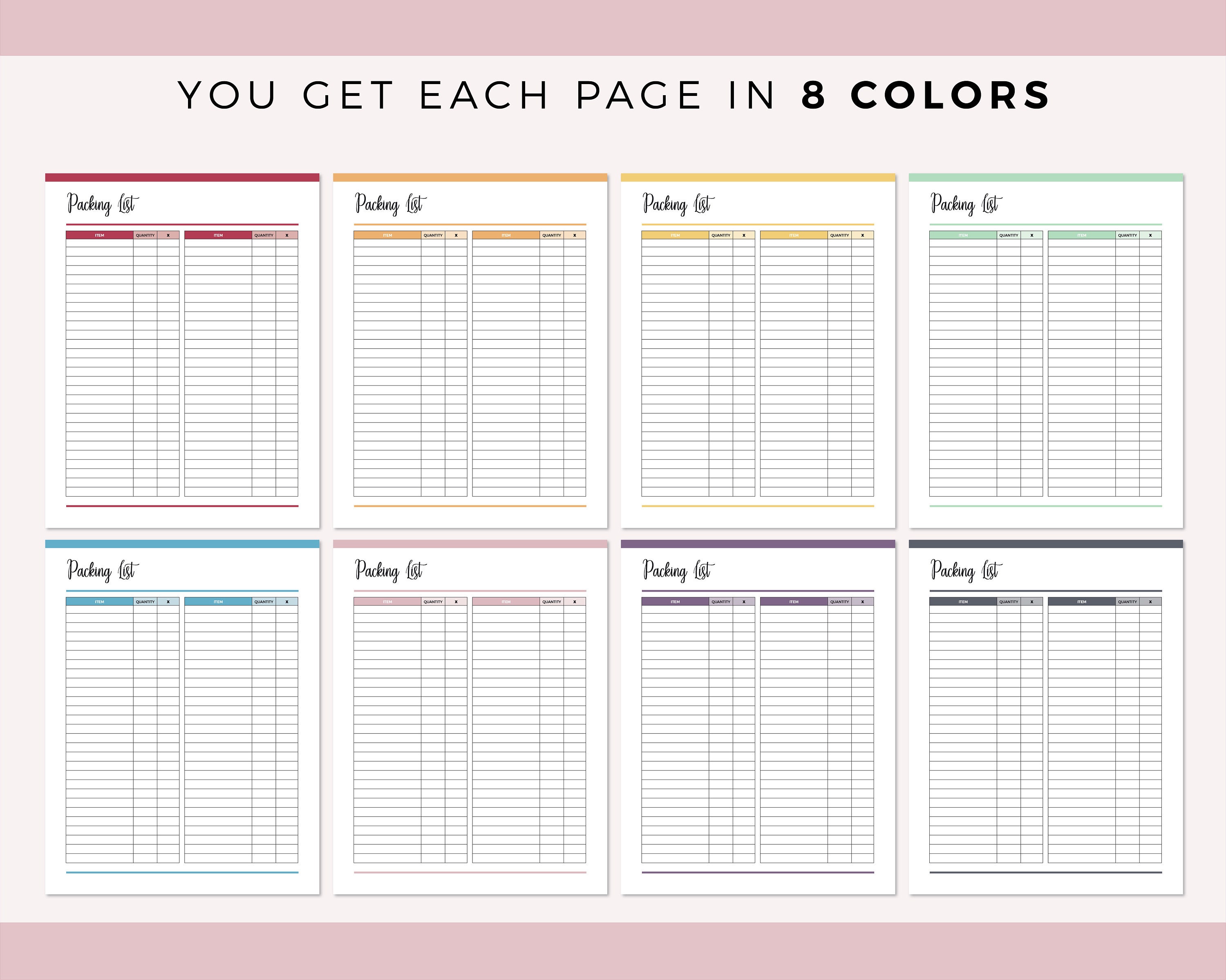 printable travel packing list holiday planner packing etsy