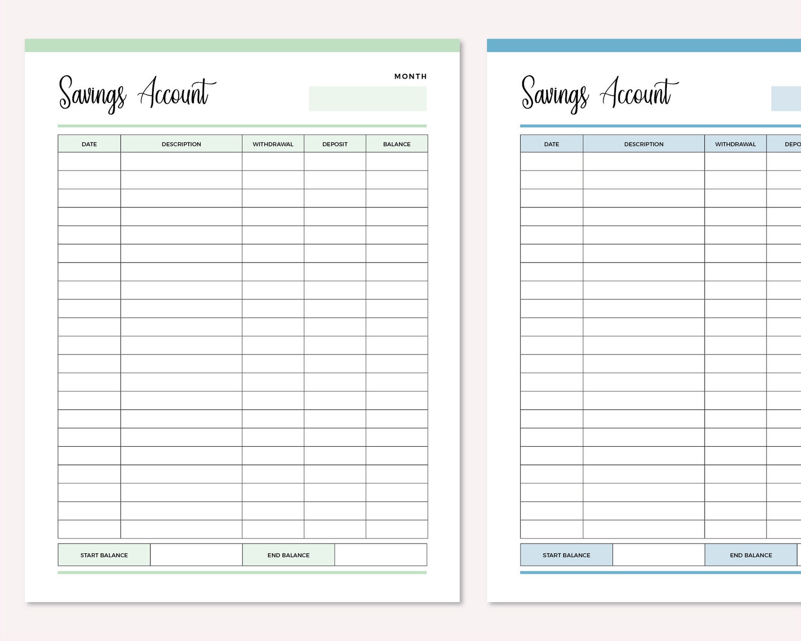Printable Savings Account Sheet Personal Savings Tracker - Etsy