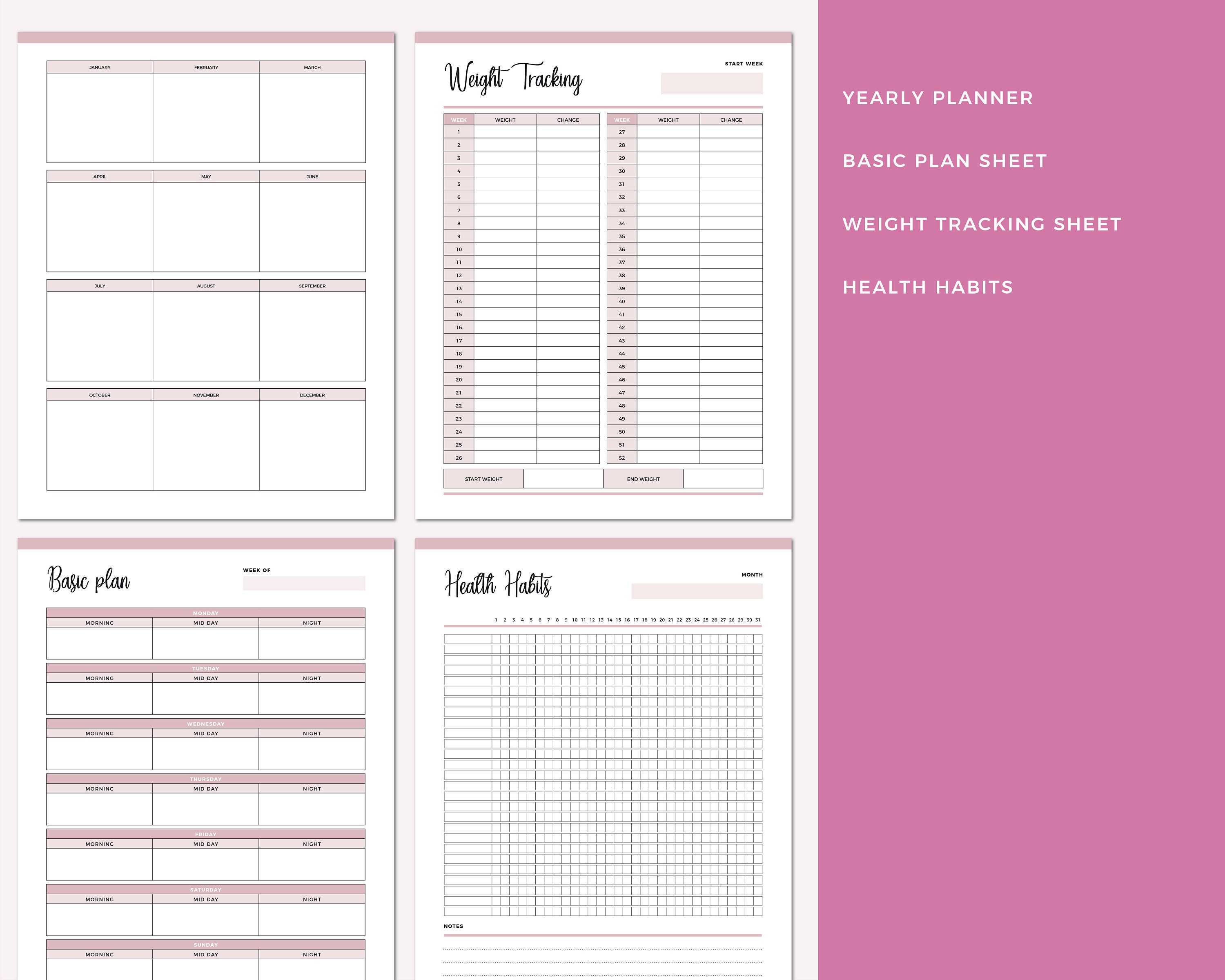 Printable Fitness Planner Weight Loss Binder Fitness - Etsy Australia