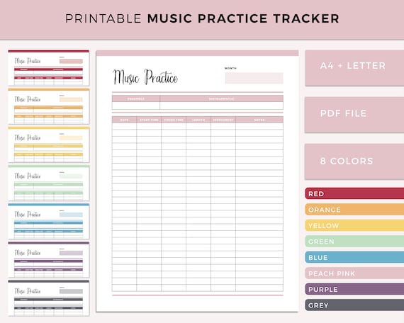 Printable Music Practice Journal Instrument Practice Sheet Etsy Canada