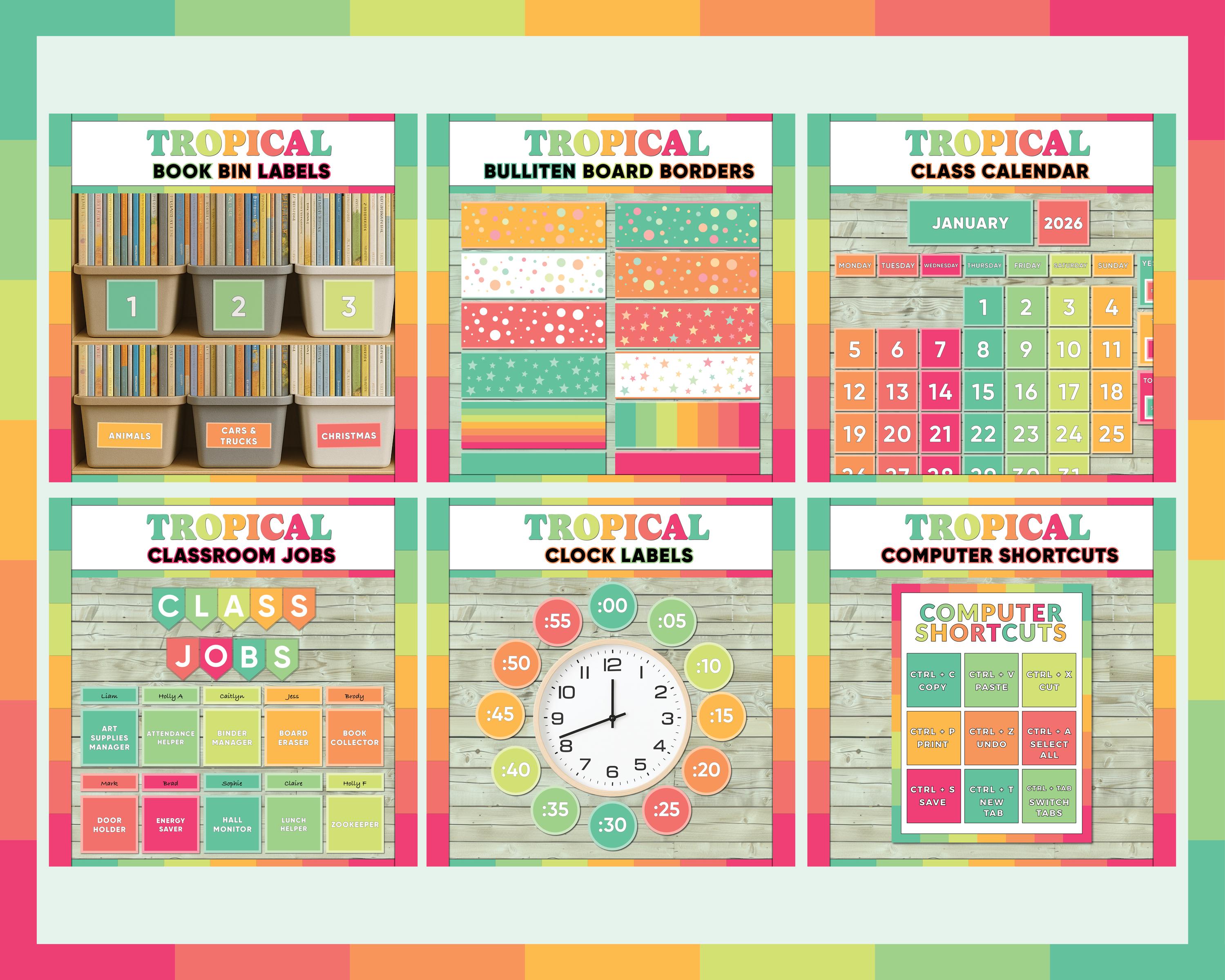 Tropical Classroom Decor Bundle: Printable Teacher Resources (PDF ...