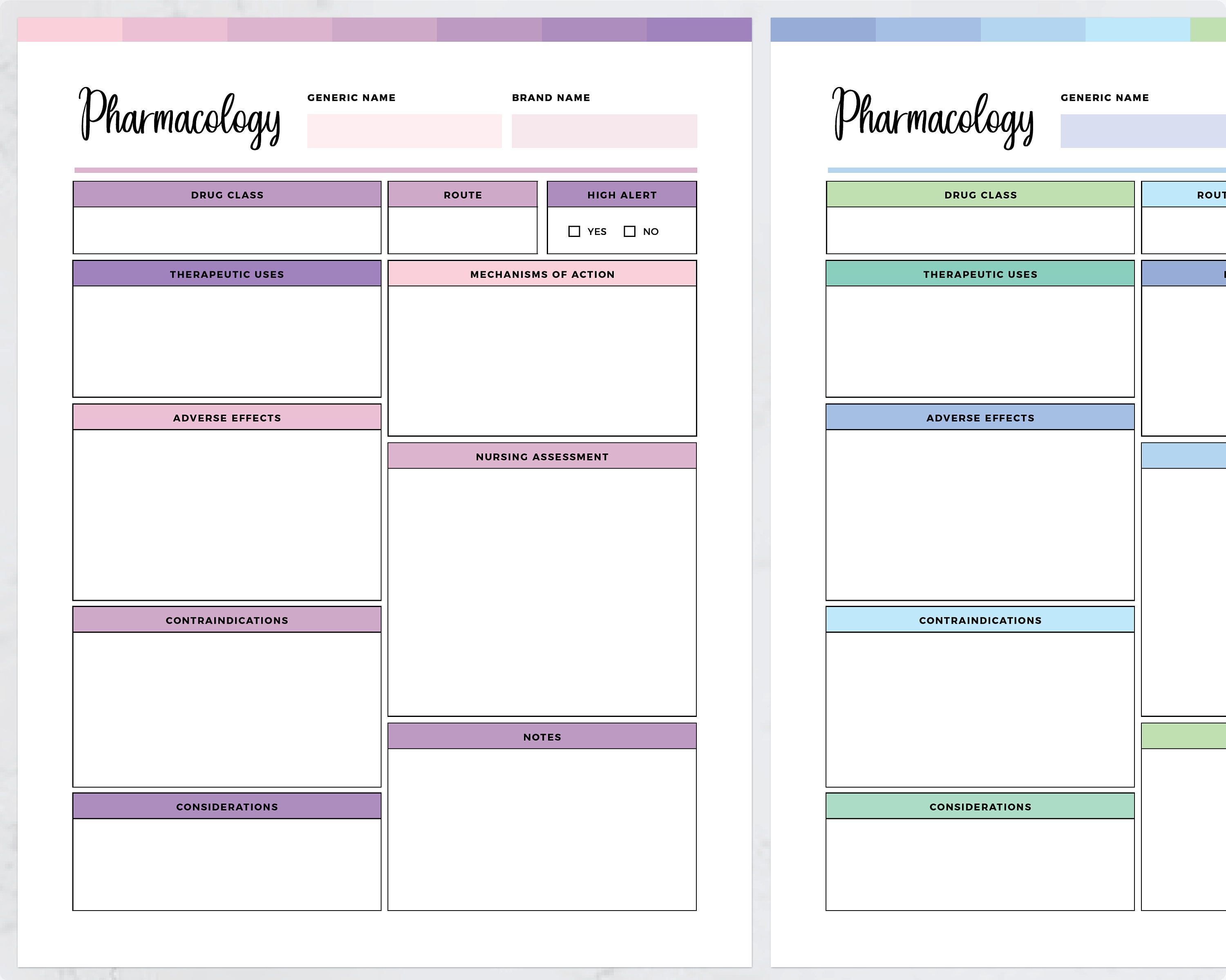 Printable Pharmacology Template for Nursing Student Student - Etsy México