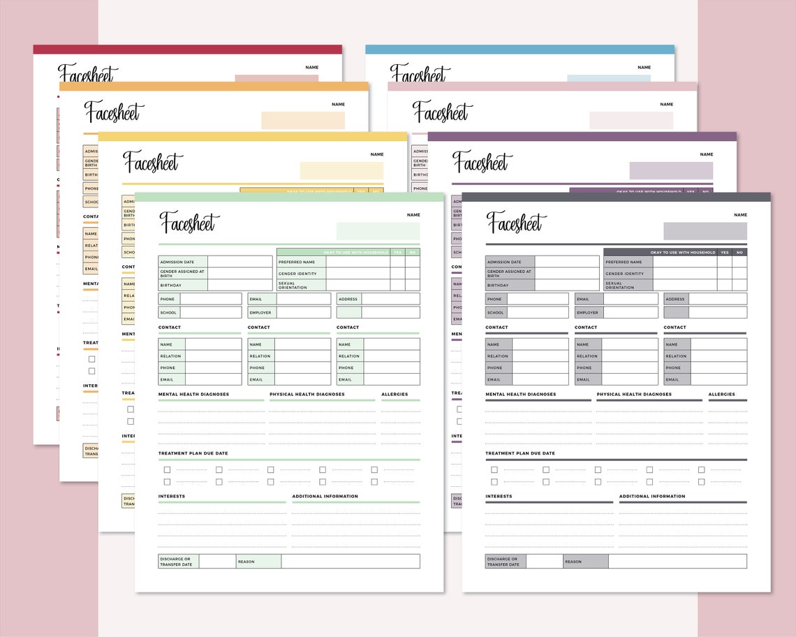 Comprehensive Client Reports Comprehensive Therapy Client Facesheet Printable, Client Information ...