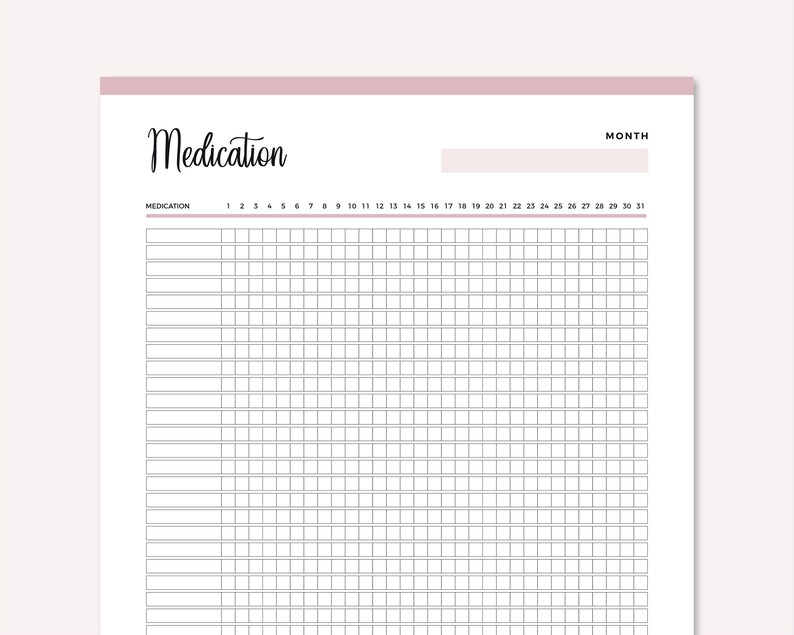 Printable Medication Tracker Daily Medication and Vitamin | Etsy