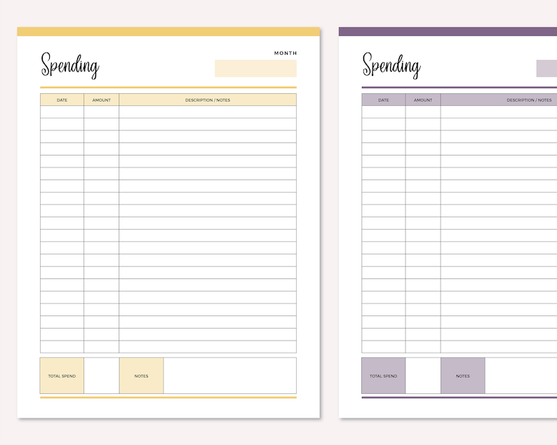 Printable Spending Tracker, Expense tracker, spending sheet, purchase log, Personal Finance Planner, Daily Spending sheet, business expense image 8