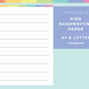 Printable Kids Handwriting Practice Paper, Preschool Writing, Kindergarten handwriting practice sheets, A4 & US letter sizes, print at home