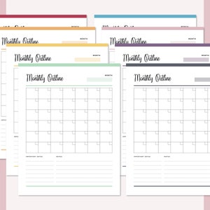 Printable Blank Calendar, Print at Home Monthly Organizer, Month ...