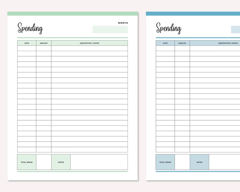 Printable Spending Tracker, Expense tracker, spending sheet, purchase log, Personal Finance Planner, Daily Spending sheet, business expense image 6