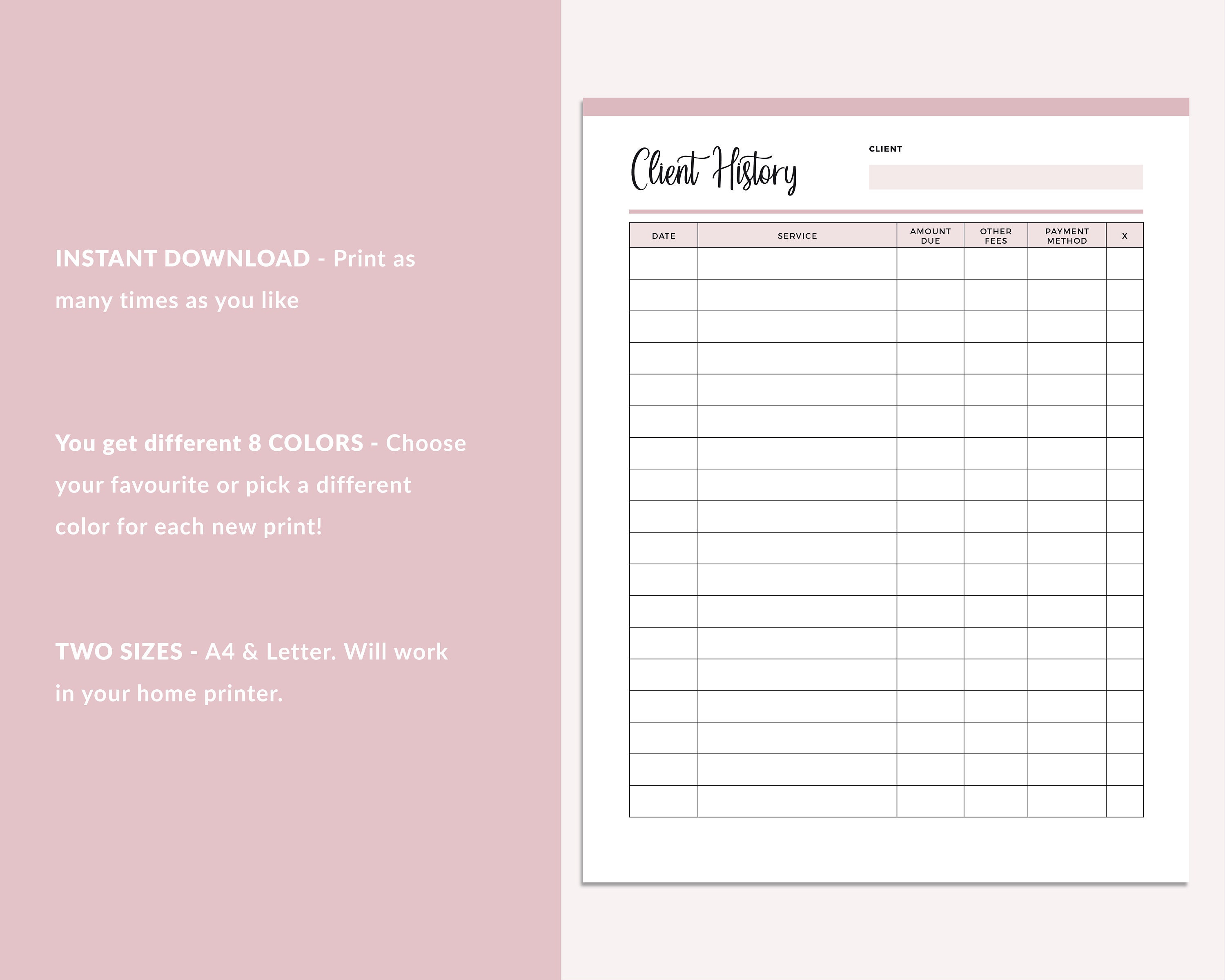 Notes Client Pay Printable Client Book, Client Payment Log, Business Payment Tracker ...