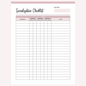 Printable Puppy Socialization Checklist, Puppy Socialisation List, New ...