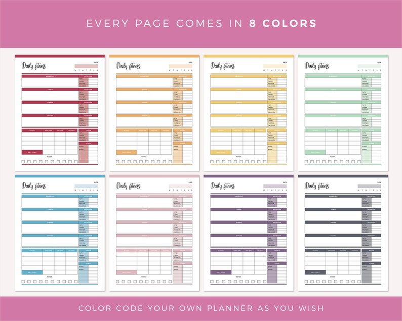 Printable Fitness Planner Weight Loss Binder Fitness Etsy Australia