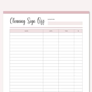 Printable Cleaning Sign-Off Sheet, Restroom Cleaning, Bathroom Cleaner, Business Cleaning, Cleaning Service, A4 and US Letter Size image 5