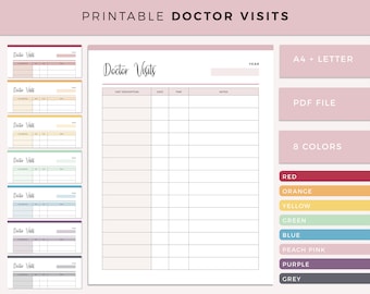 Printable Doctor Visits Tracker, Medical Binder Insert, Doctor Visitation Log, Ready To Print Medical Record Keeper, A4 and Letter Size