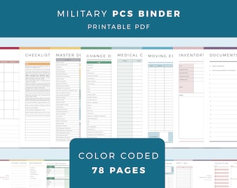 PCS binder printable, PCS checklist, Military move planner, military family moving binder, Air force Planner, Letter size 8.5x11 inch