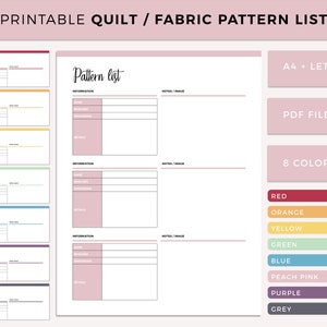 Printable Fabric Cutting List, Quilting Fabric Cutting, Sewing Fabric Cut  Template, Cutting List for Quilters 