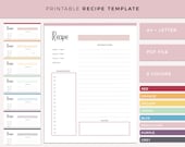 Printable recipe template, blank recipe page, cooking list sheet, recipe card template, home cook book, A4 and Letter size,