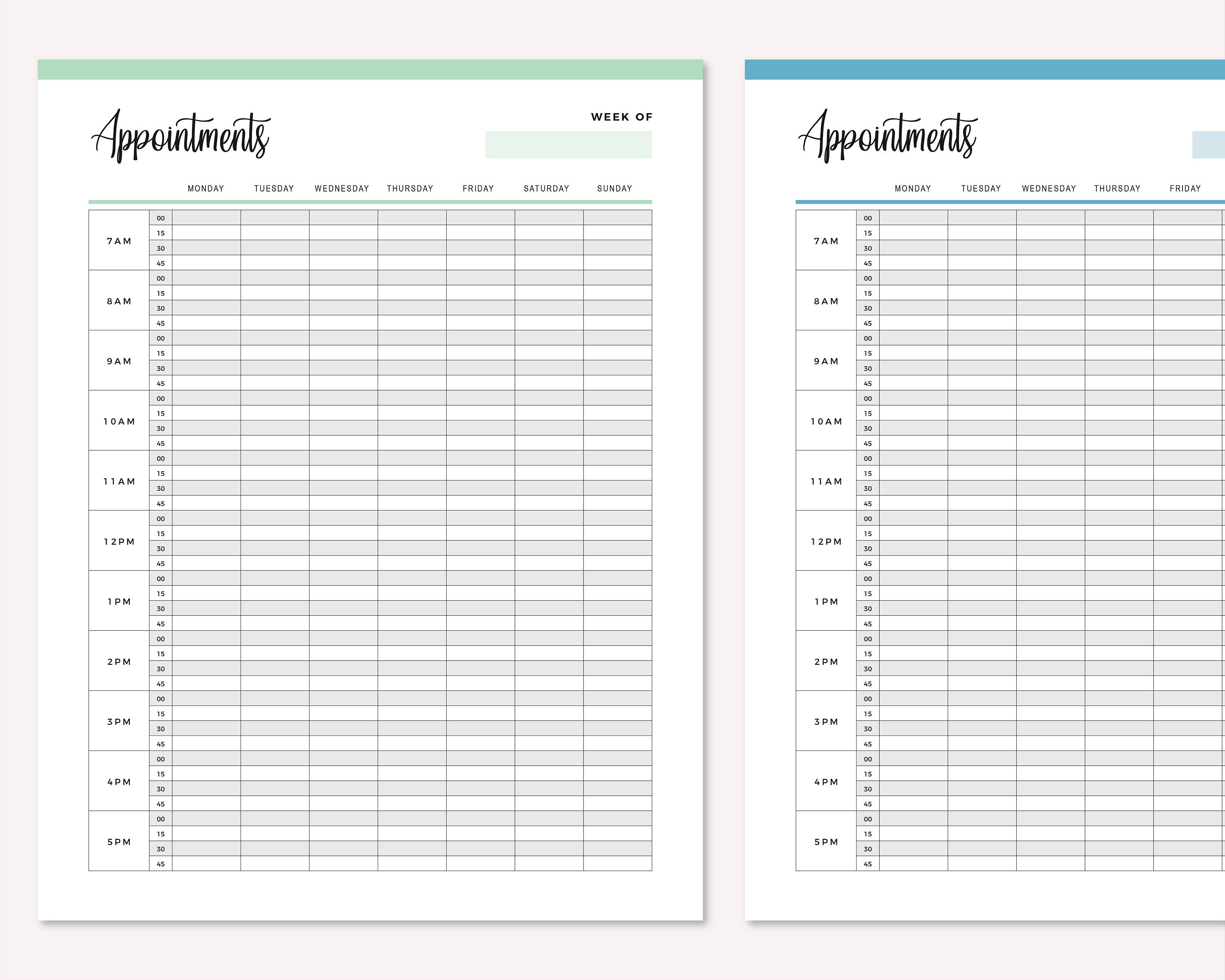 Paper Appointment Book Printable Appointment Book, Print at Home Timeslot Booking Template for ...