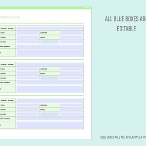 Editable Contact List Printable, Printable Address Book, Business ...