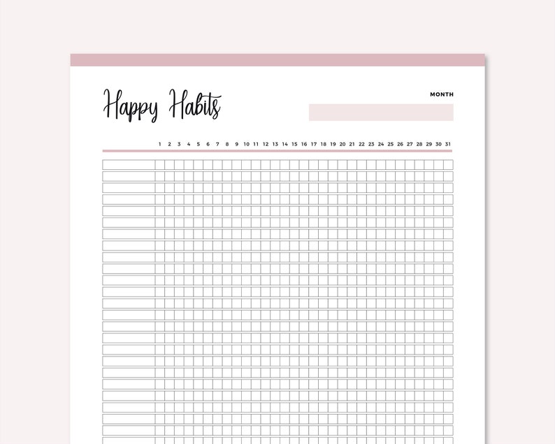 Printable Happy Habit Tracker Habit Tracking Happiness Log | Etsy