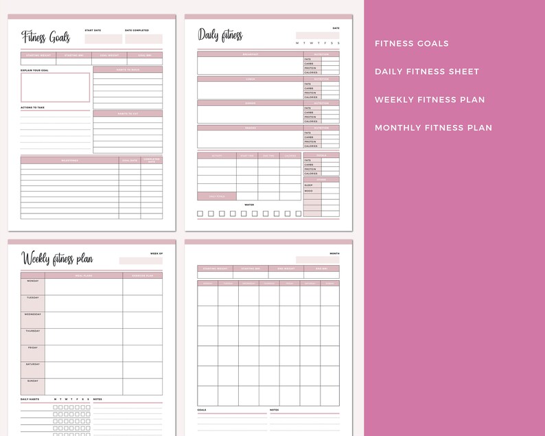 Printable Fitness Planner Weight Loss Binder Fitness - Etsy Australia