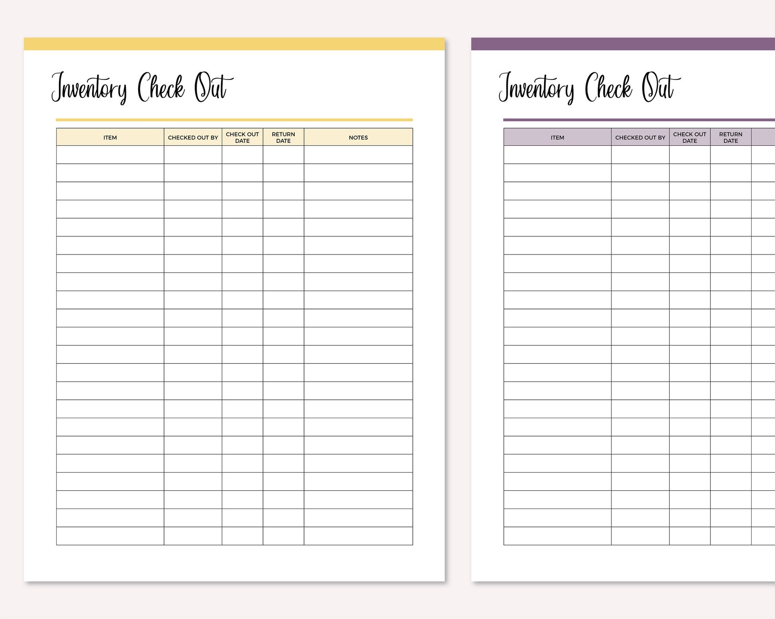 Printable Inventory Sign Out Sheet Check Out Form Checkout - Etsy